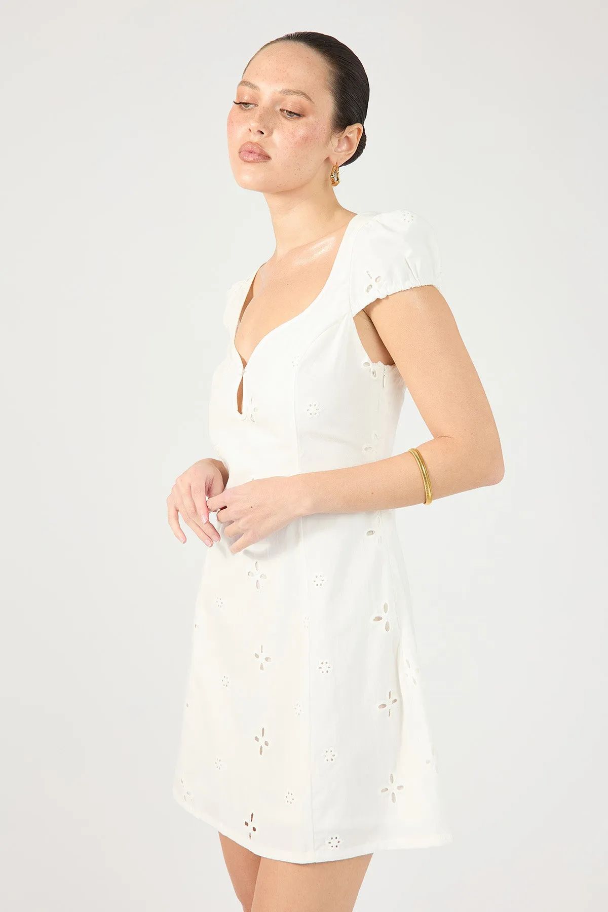 Perfect Stranger Jacqueline Broderie Mini Dress White Elegant Finish