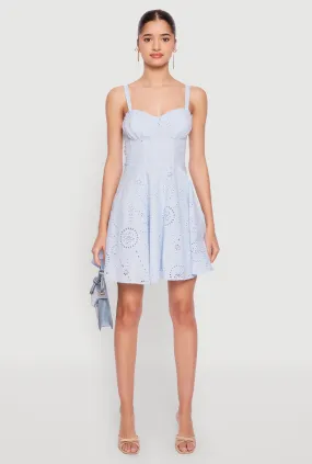 Iris Poplin Eyelet Bustier Skater Dress Comfort Look Relaxed Design