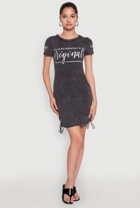 Im Not Perfect But Im Original Ruched Dress Wave Soft