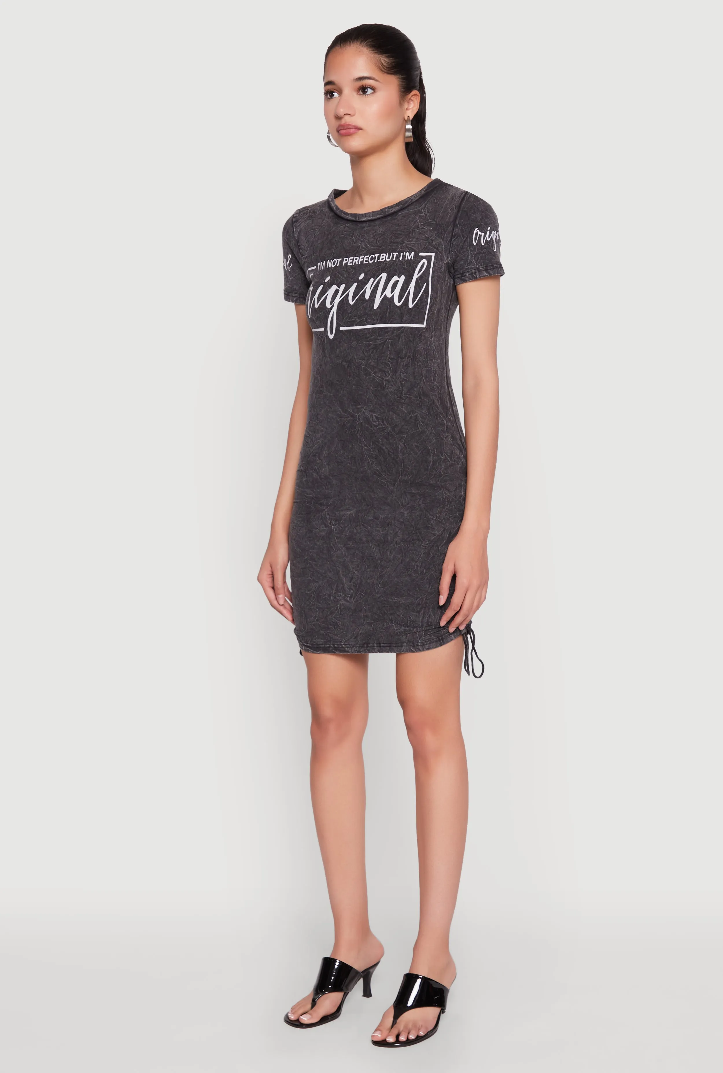 Silky Shape Casual Pick Im Not Perfect But Im Original Ruched Dress