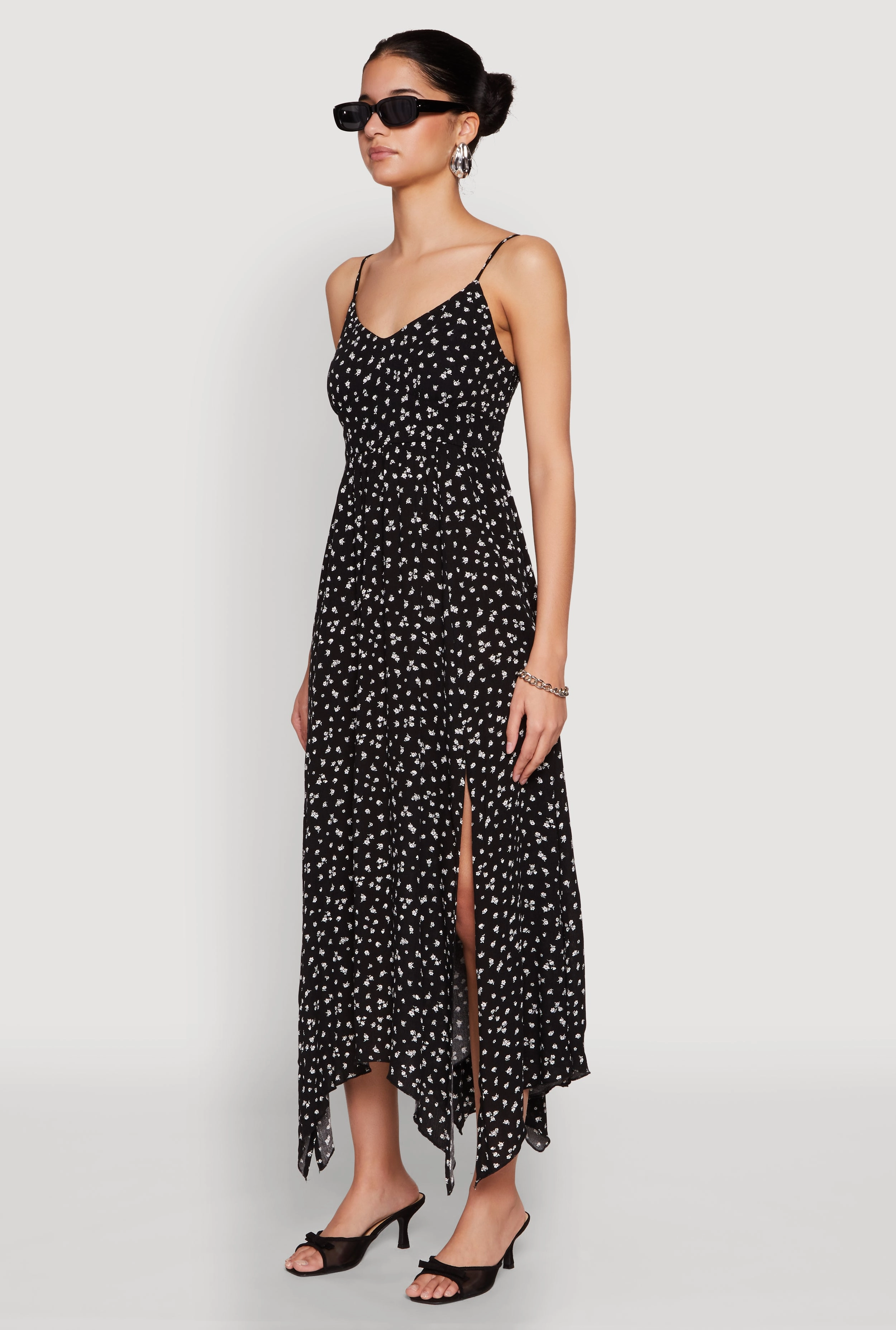 Mood Look Smile Feel Floral Print Slit Hem Maxi Dress