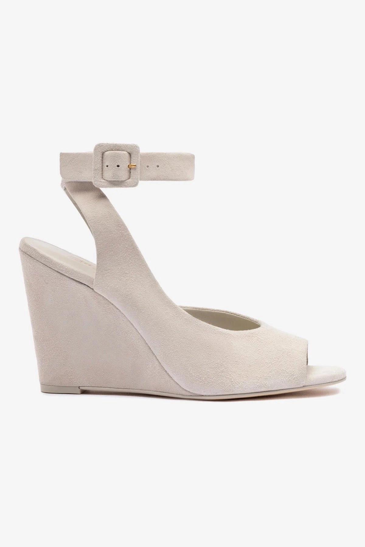 Gold Touch Deena By Larroud?? Wedge Sandal In Mushroom Grey Suede