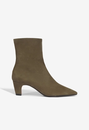 Dellia Casual Suede Bootie Slip On Daytime Heels