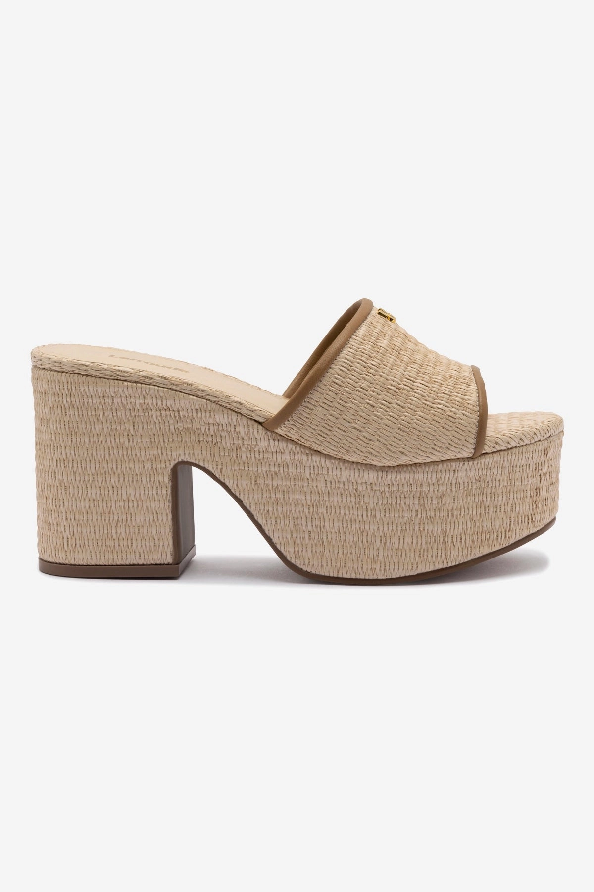 Miso Platform Sandal In Natural Raffia and Hazelnut Trimming Urban Gear