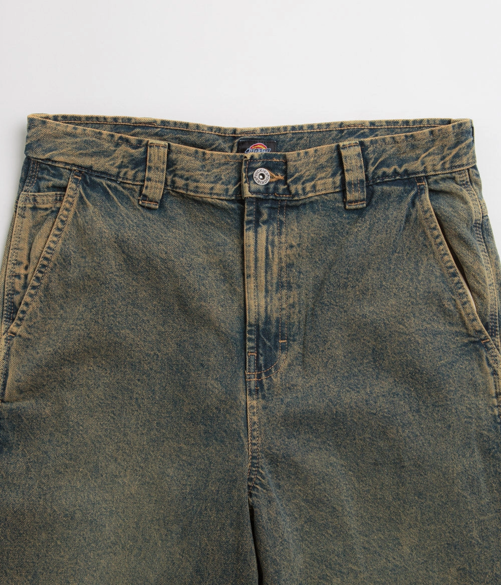 Dickies Madison Jeans - Yellow Fade Indigo Laser Cut Perforations Seamless Design