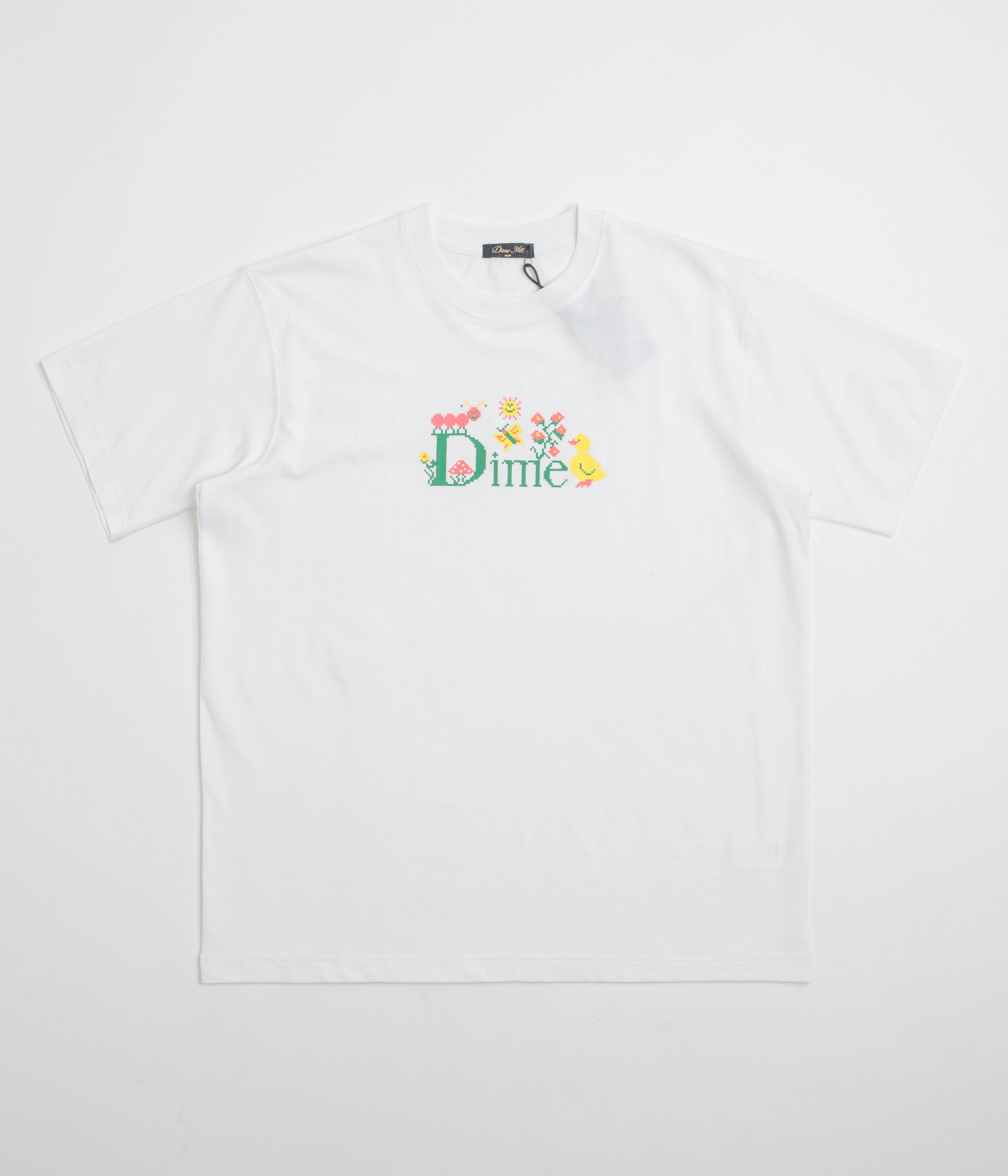 Dime Classic Cross Stitch T-Shirt - White Relaxed Everyday Wear Slim Silhouette