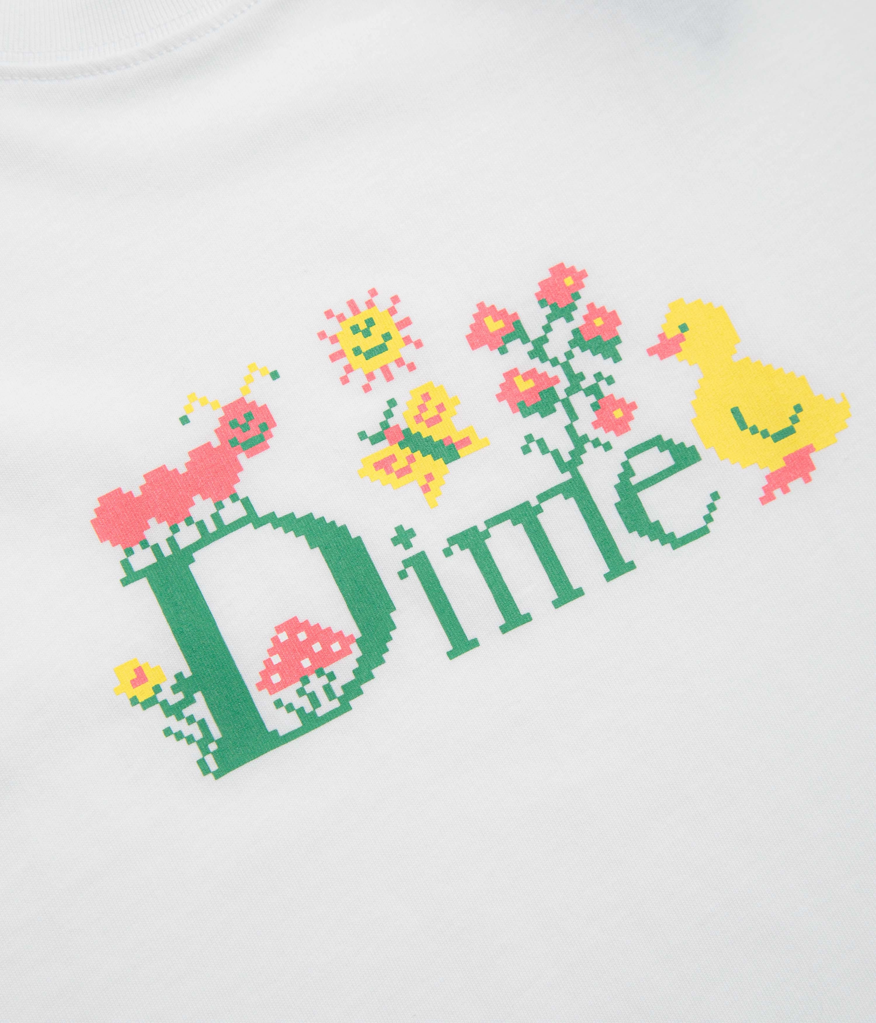 Dime Classic Cross Stitch T-Shirt - White Relaxed Vibes Scoop neck femininity