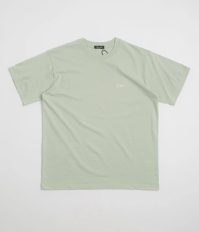 Daily Style Trend Dime Cursive Small Logo T-Shirt - Charcoal Moss