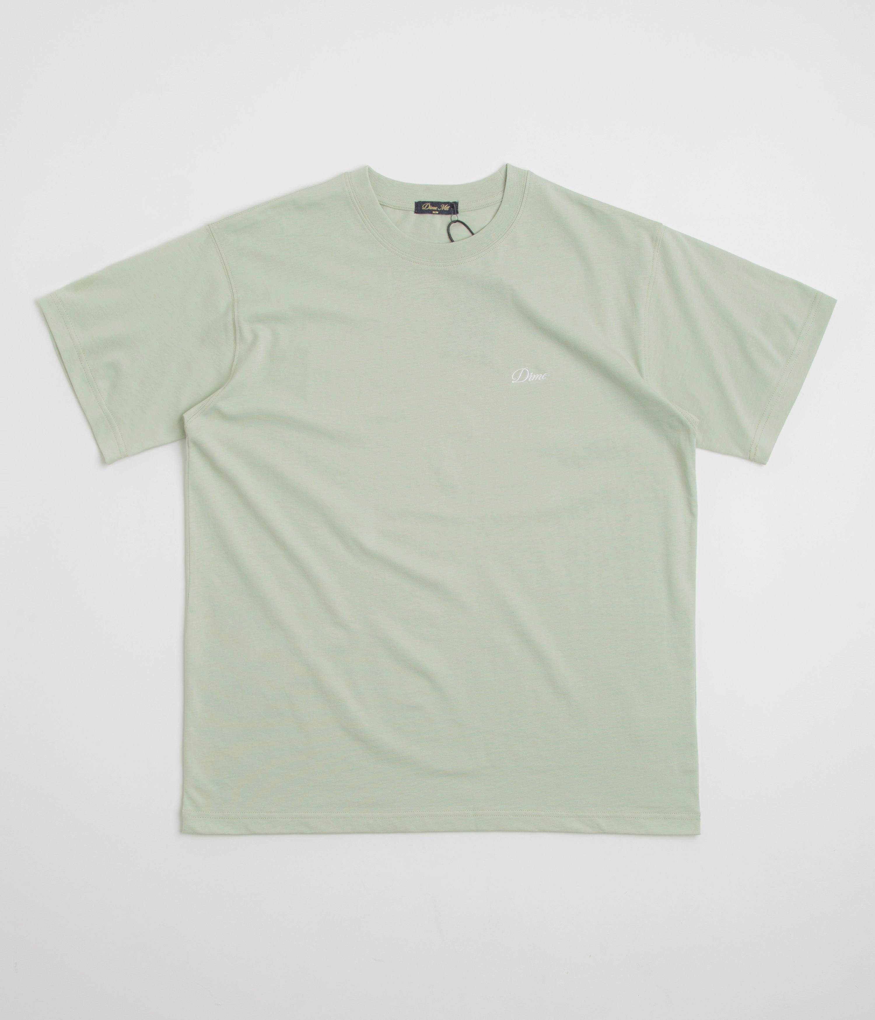 Daily Style Trend Dime Cursive Small Logo T-Shirt - Charcoal Moss