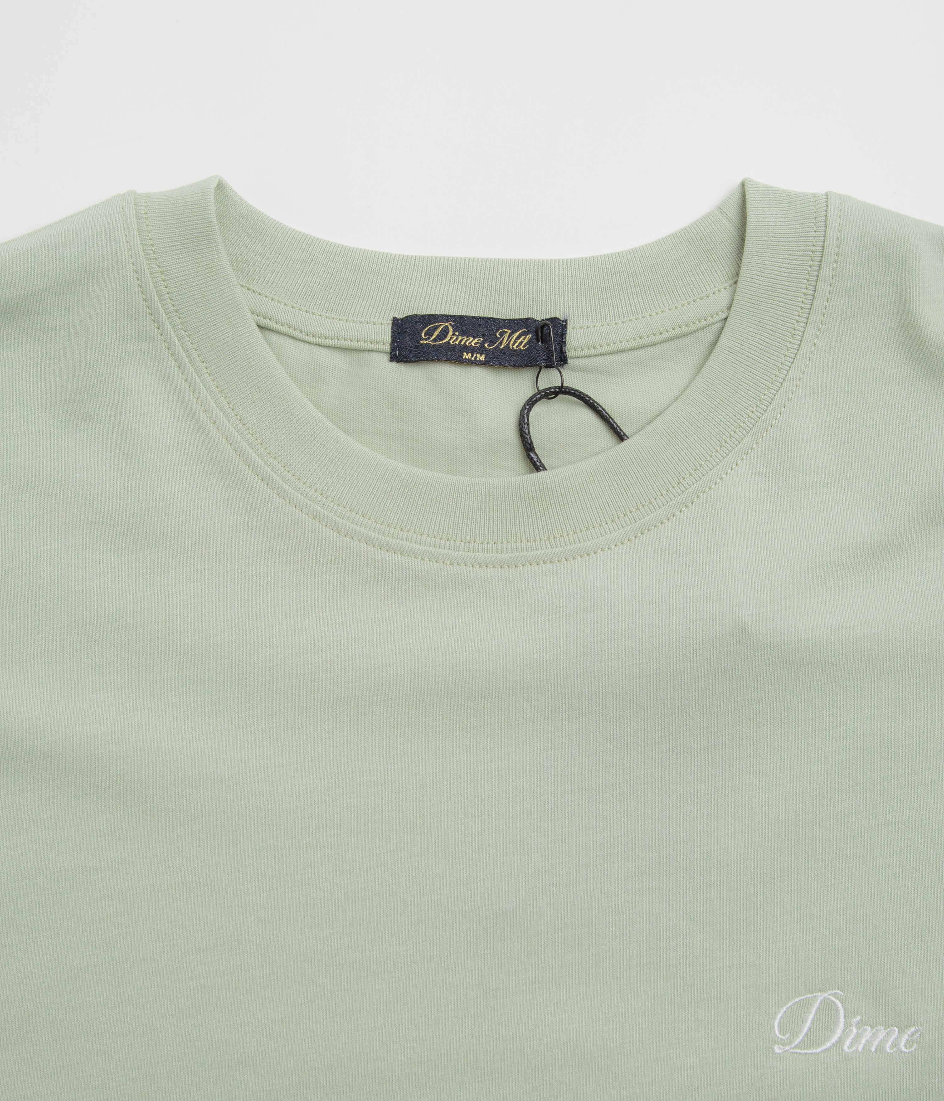 TearResistant Fabric Dime Cursive Small Logo T-Shirt - Charcoal Moss