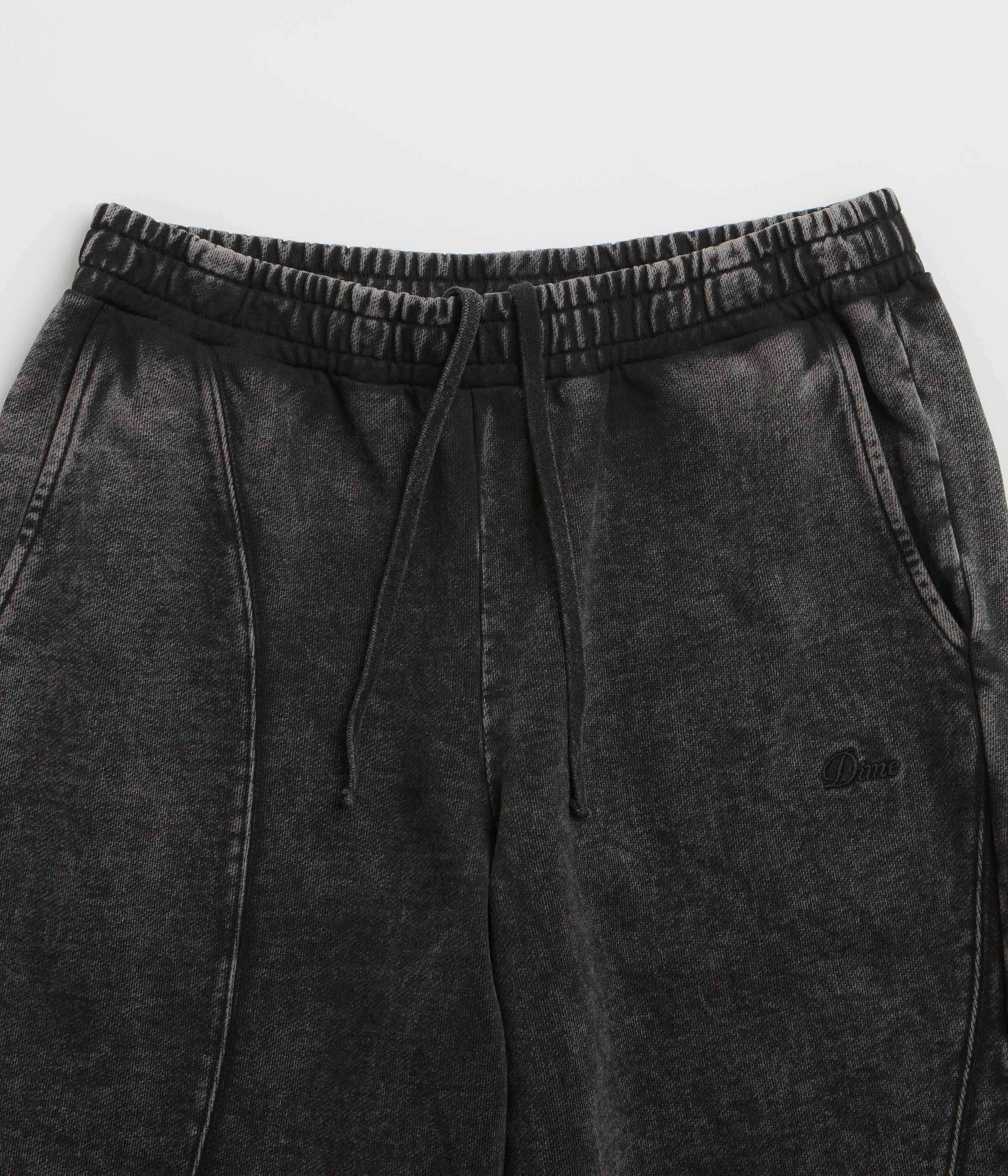 Dime Cyclone French Terry Pants - Black Snow Washed Bold Design