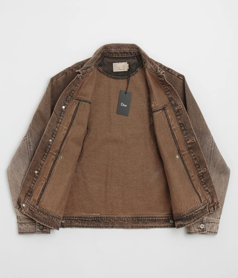 Dime Denim Jacket - Dipped Sandblasted Brown Thermal Core Technology Moisture Wicking Layer