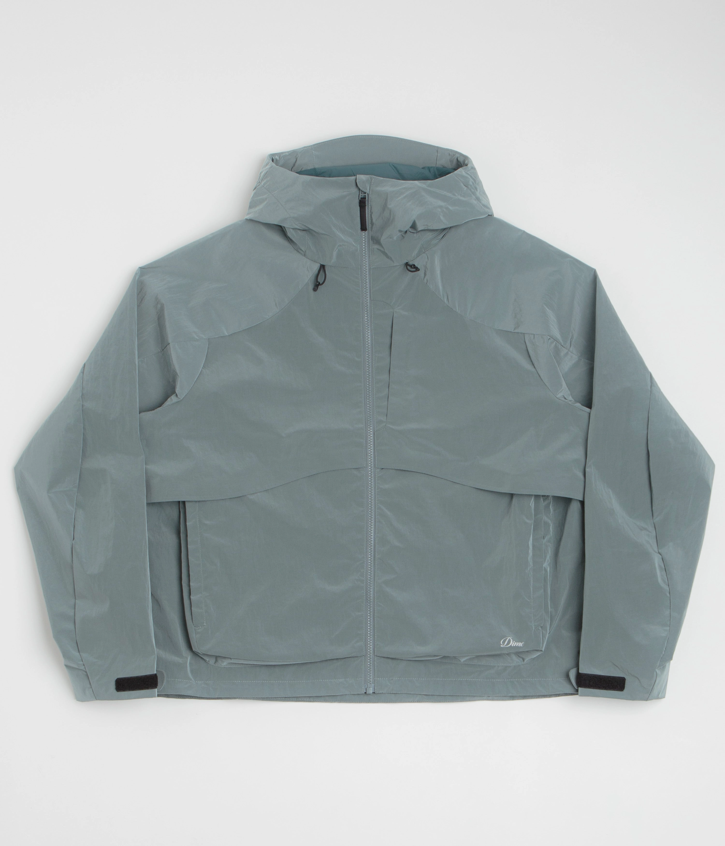 Casual Chill Look Quick Access Pockets Dime Taffeta Windbreaker Full Zip Jacket - Frost