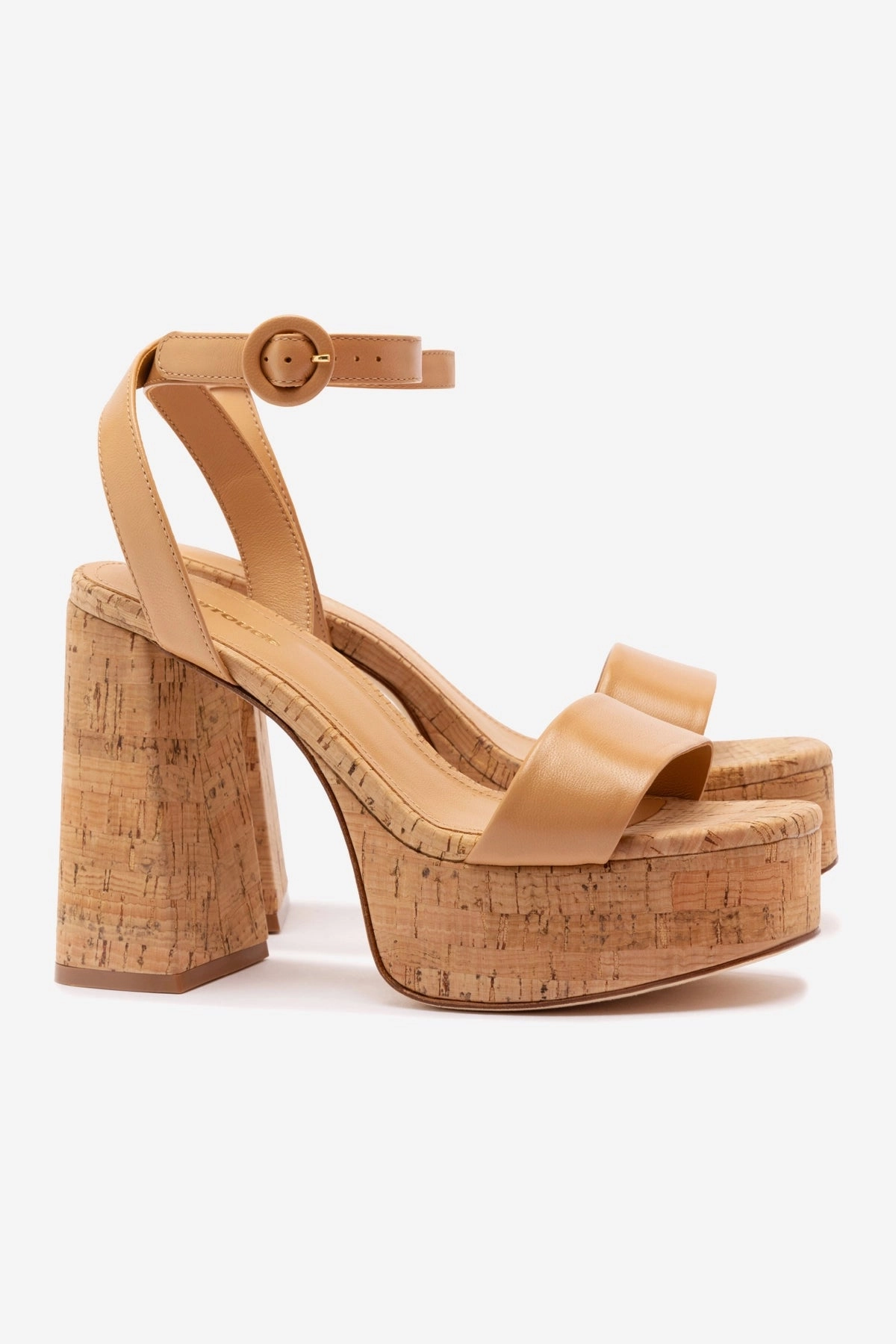 Dolly Sandal In Tan Leather and Natural Cork Comfortable Footwear For Outdoors
