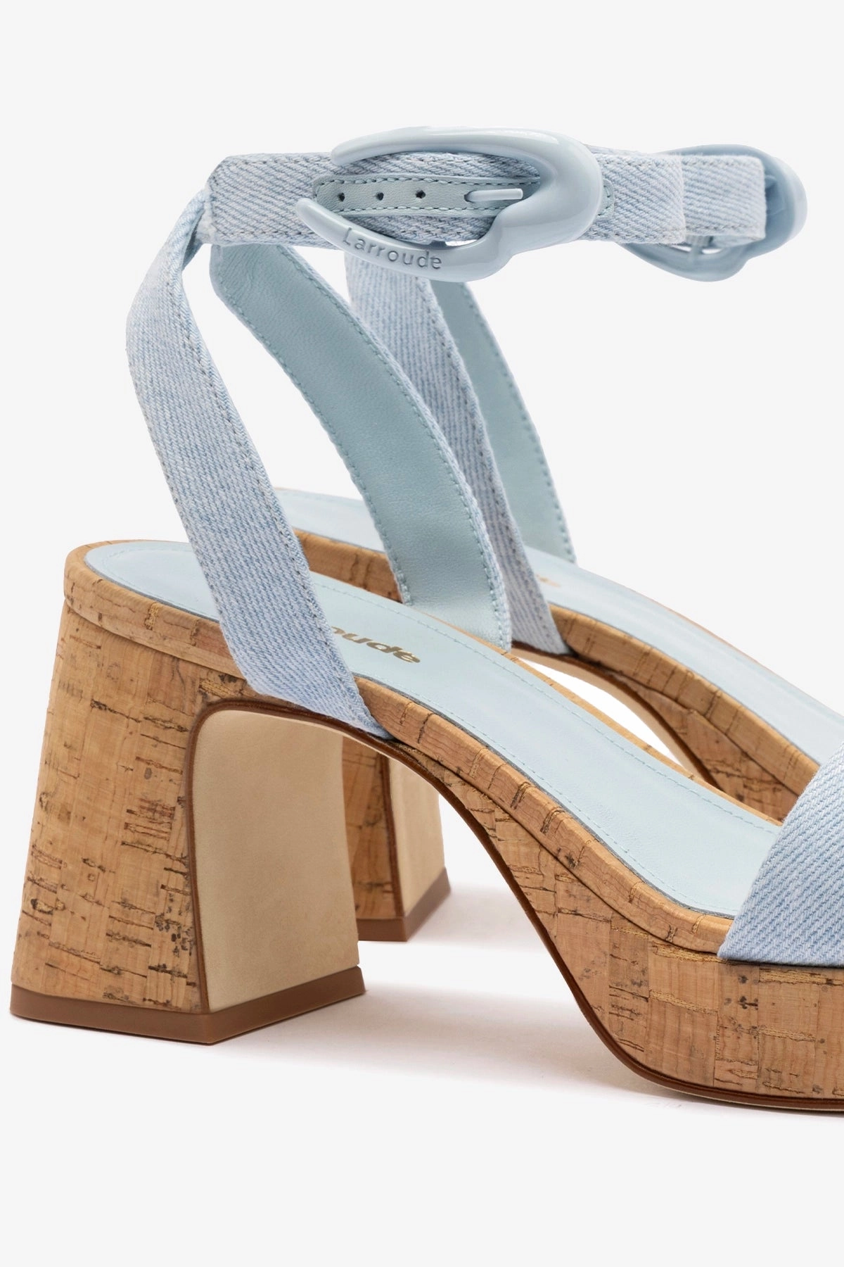 Dolly Verona Low Sandal In Maya Denim and Natural Cork Sleek Footwear Lightweight Outsole