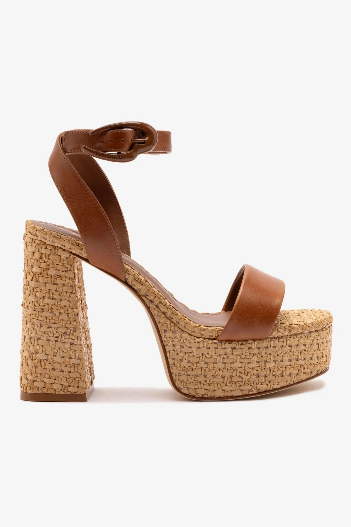 Dolly Verona Sandal In Caramel Leather and Natural Raffia Smooth Surface