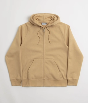 Detachable Lining Carhartt Hooded Chase Jacket - Dusty Hamilton Brown / Gold