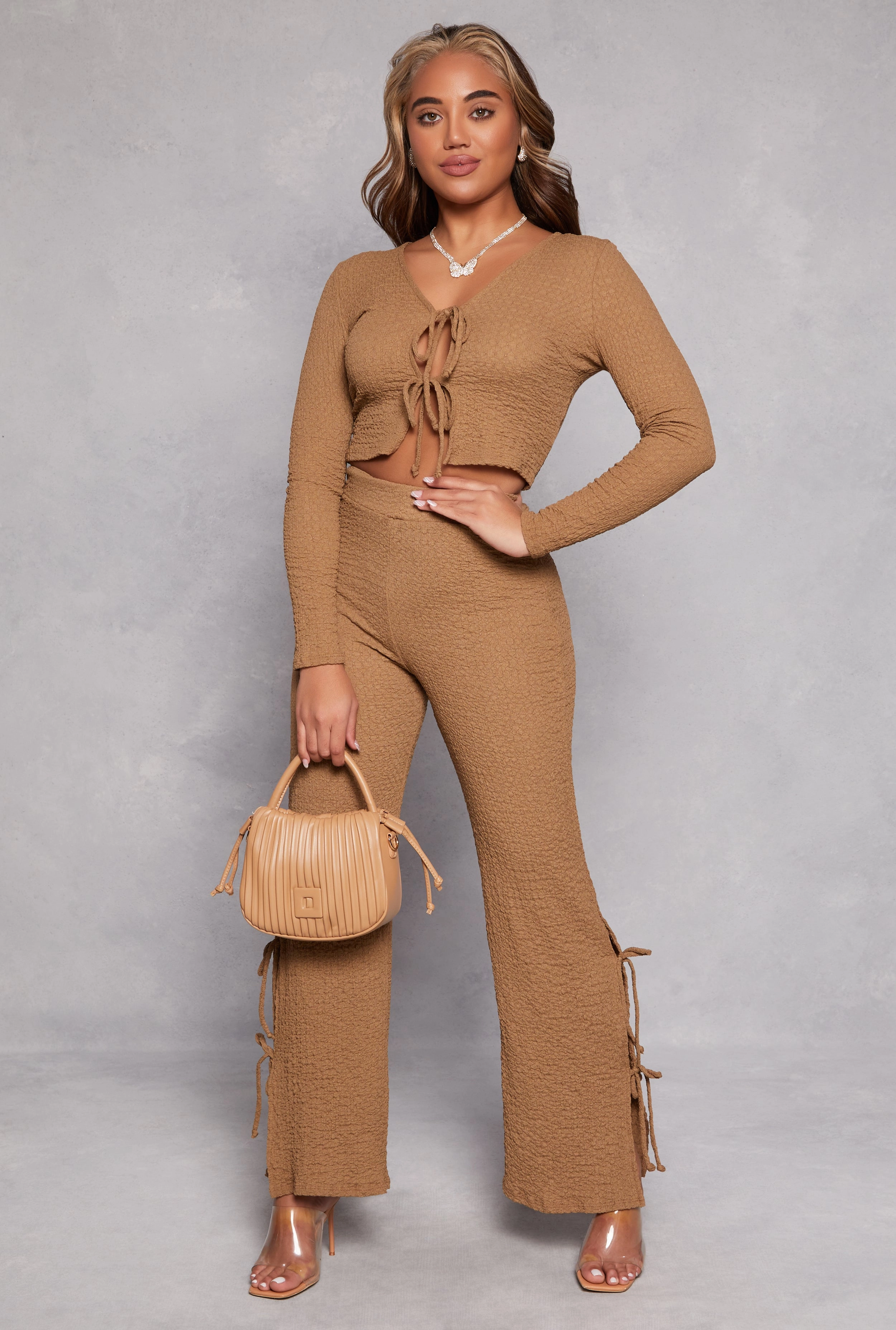 Birthday gift Non cuffed edge Double Tie Front Crop Top
