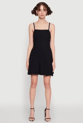 Adjustable-Straps Chic Sleeveless Pleated Skater Dress