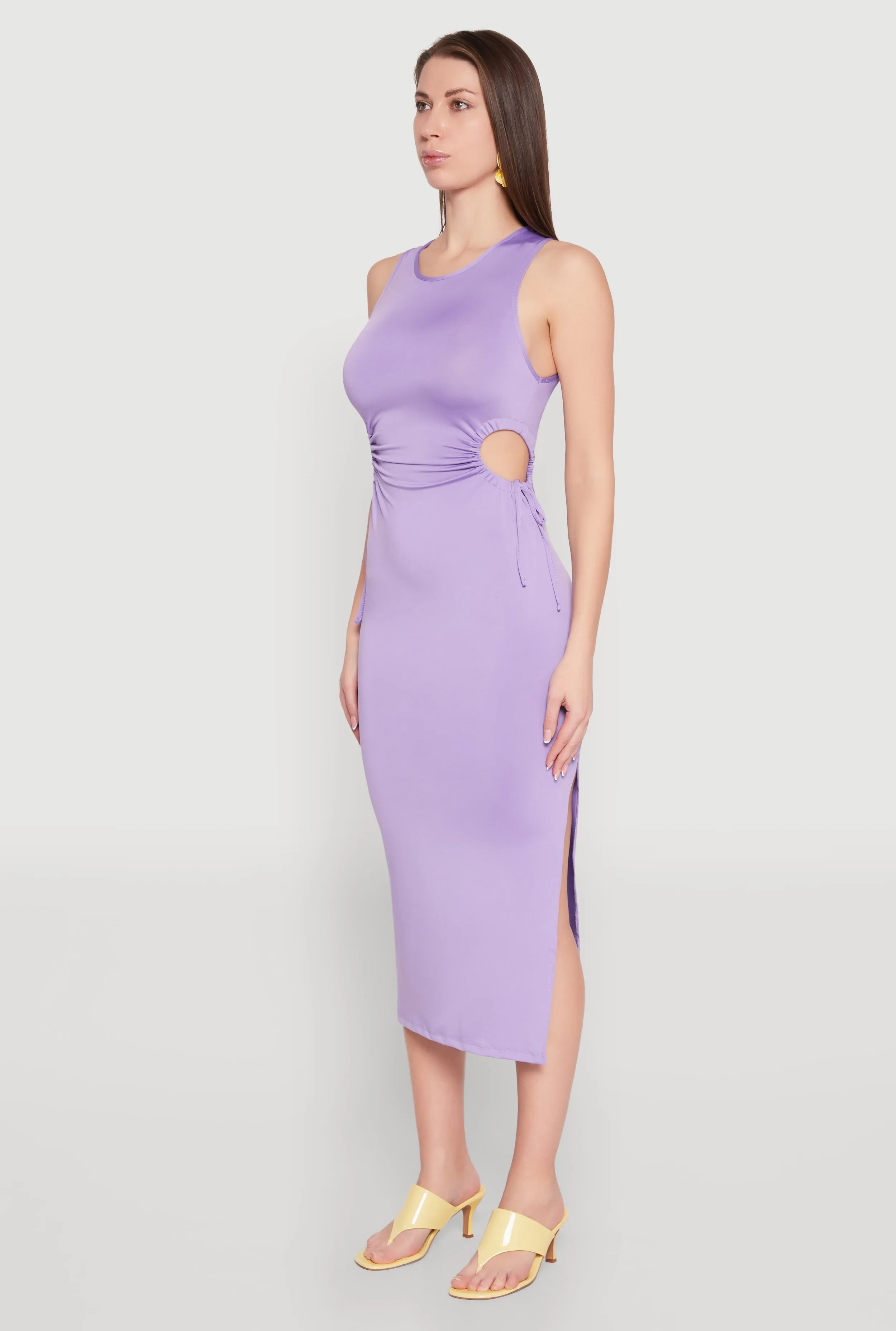 Fall Ready Perfect Fit Look Drawstring Side Cut Out Sleeveless Midi Dress