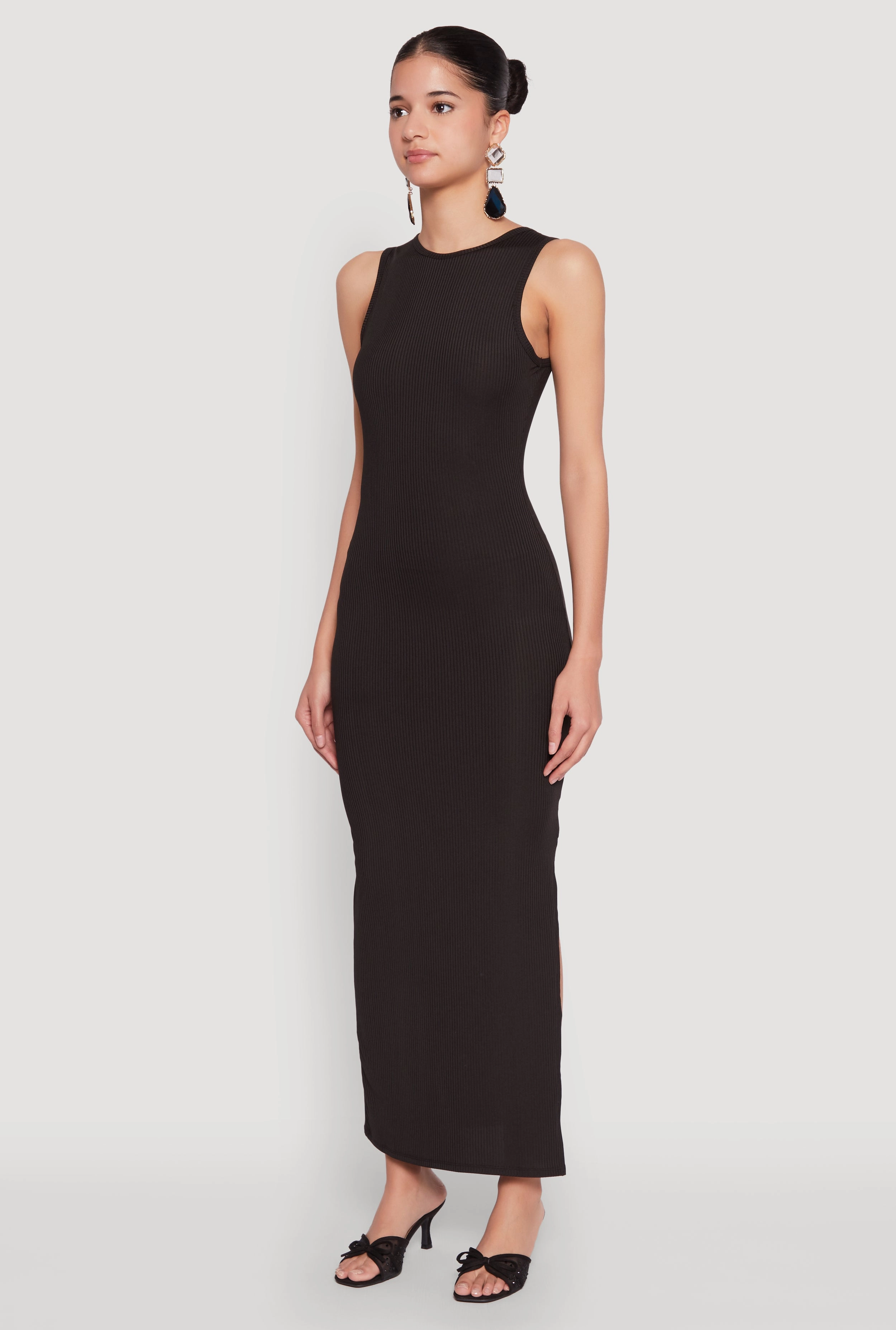 Sister Glow All Time Fit Rib Knit Side Slit Maxi Dress