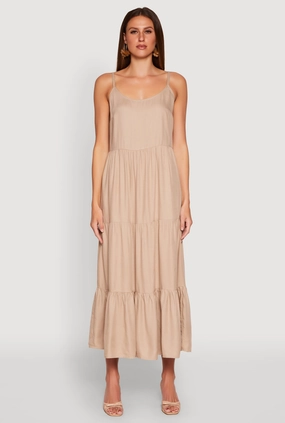 Morning Glow Scoop Neck Tiered Maxi Dress