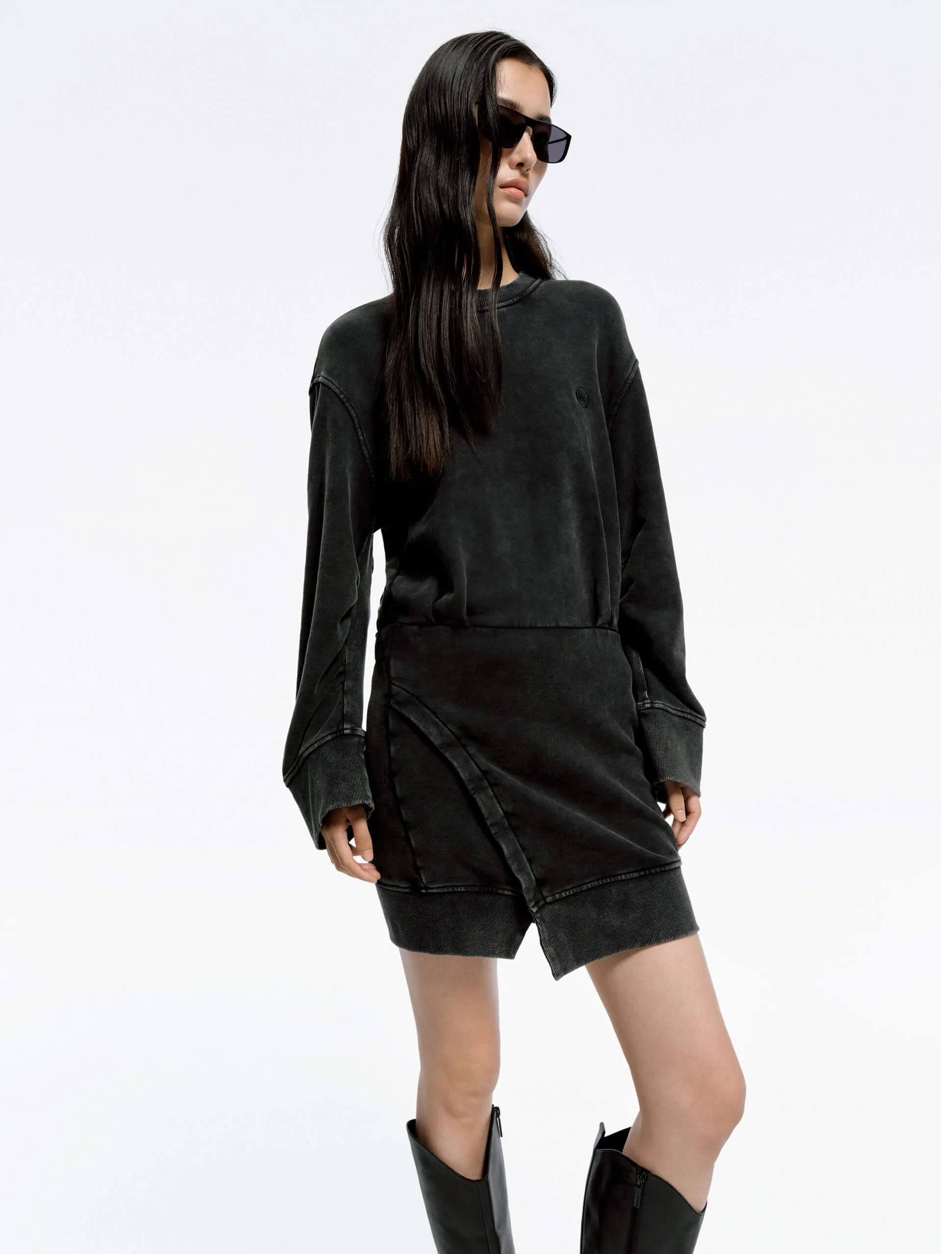 Drop Shoulder Mini Dress Flared-Hem countryside