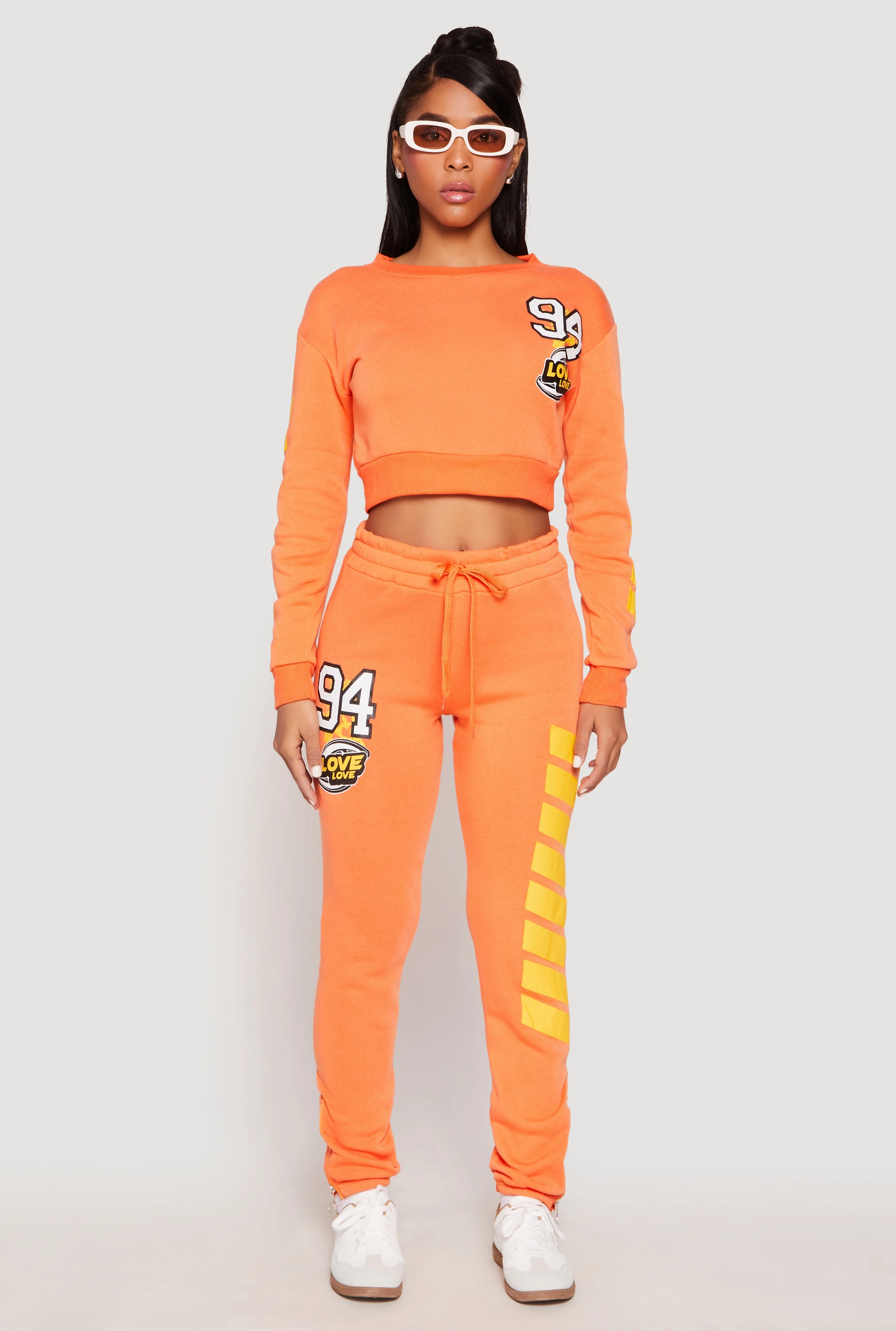 Middle - aged Fleece 94 Love Graphic Cropped Sweatshirt