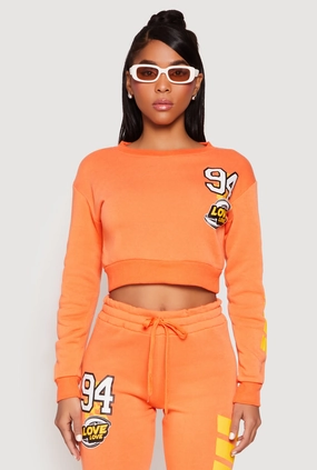 Buttoned Fleece 94 Love Graphic Cropped Sweatshirt