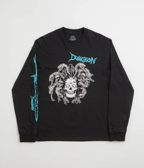 Boat neck style Dungeon Medusa Long Sleeve T-Shirt - Black