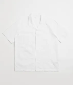 Universal Works Sal Road Shirt - White Soft Touch Fabric Soft Stretch Collar