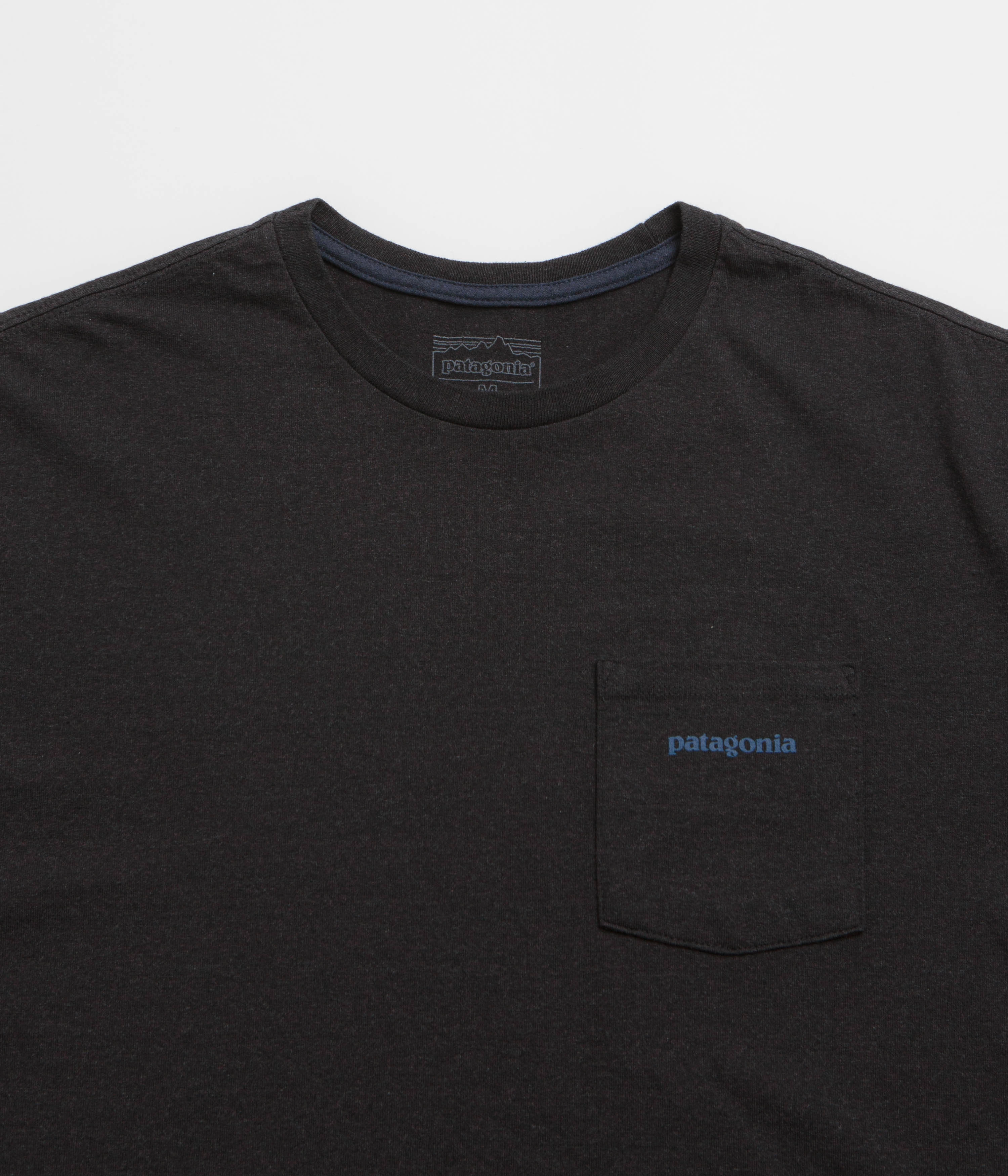 VintageWash Outdoor Leisure Look Patagonia Boardshort Logo Pocket Responsibili-Tee T-Shirt - Ink Black