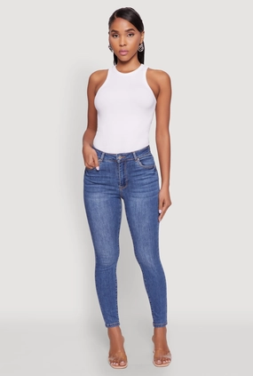 Unisex Attire WAX High Rise Solid Cropped Skinny Jeans