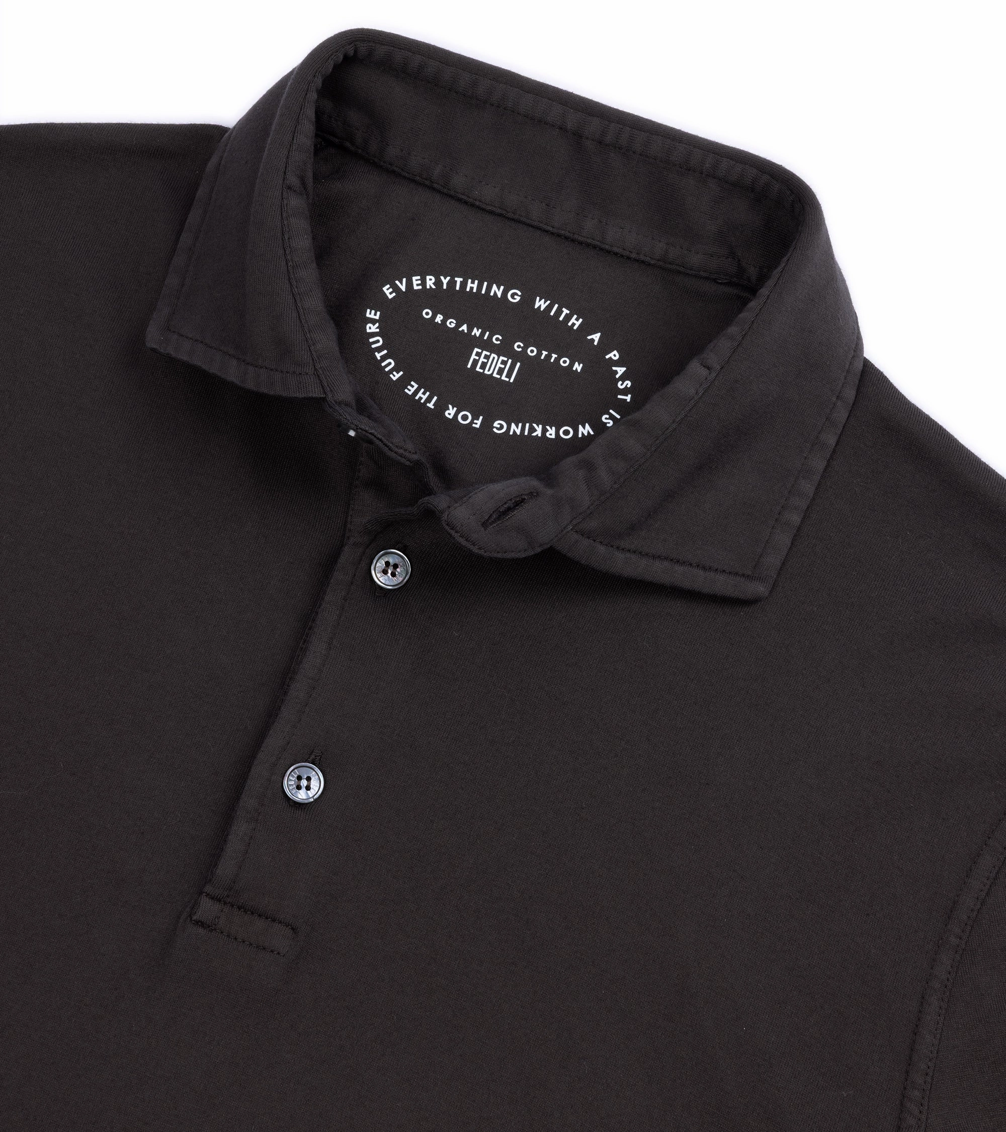 Fedeli Zero Organic Cotton Jersey Long Sleeve Polo Shirt: Dark Chocolate refined design Comfortable Style