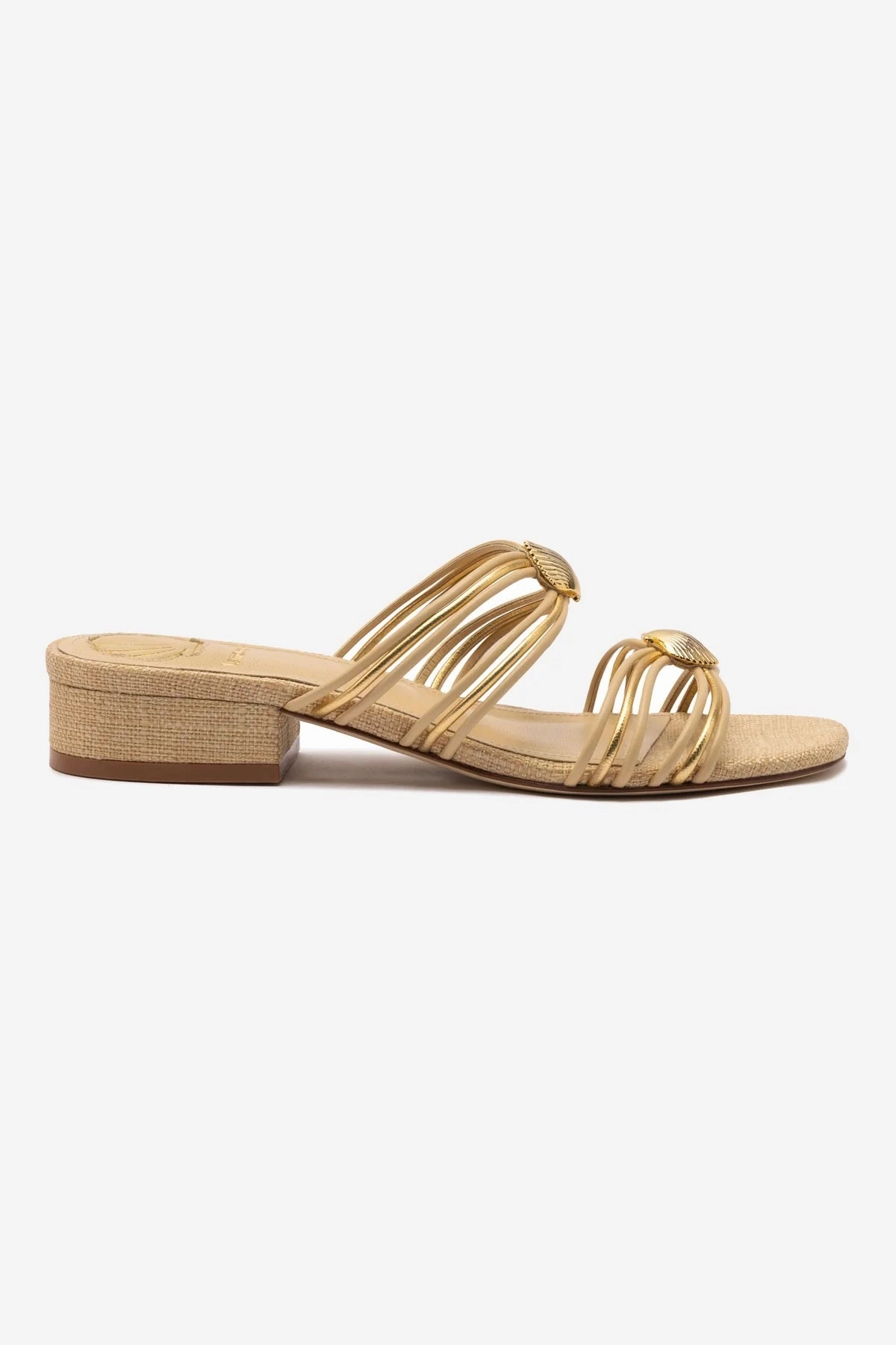 Shelly Flat Mule In Beige Raffia TPU sole