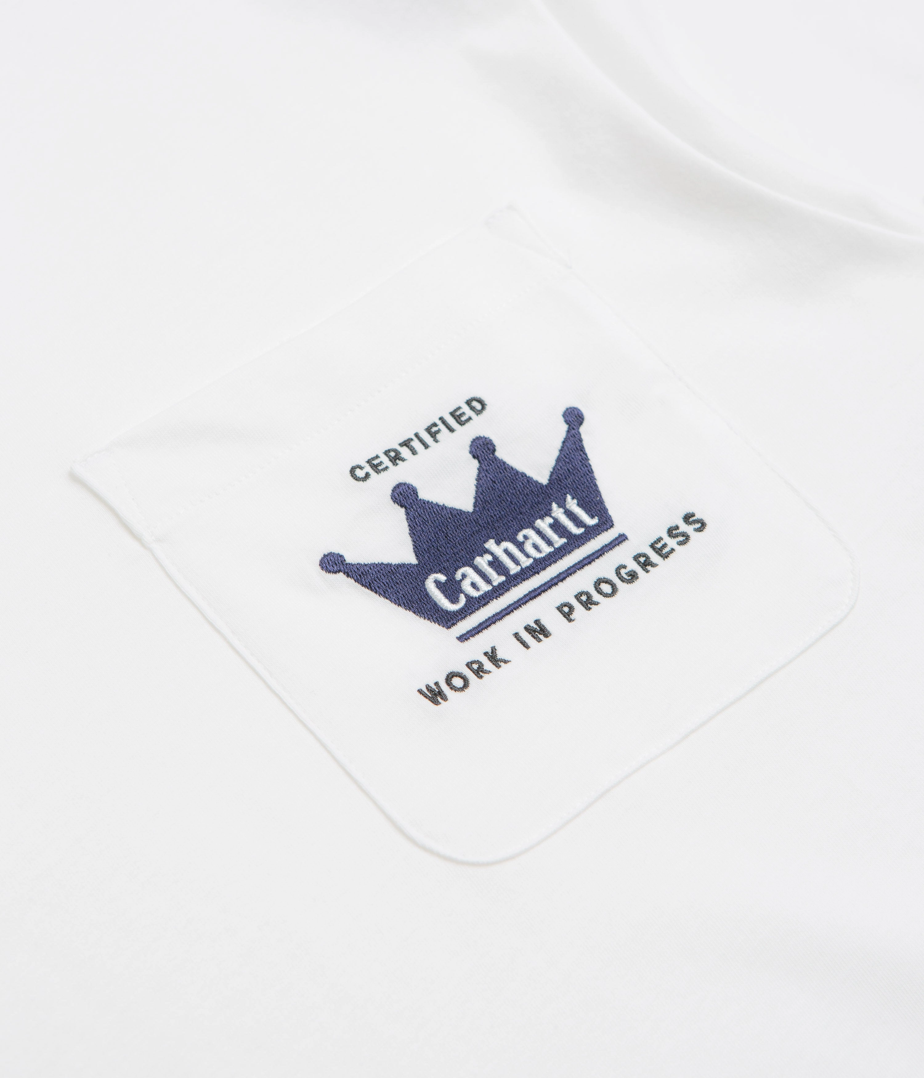 Sublimation Printed Collar Carhartt Crown Pocket T-Shirt - White
