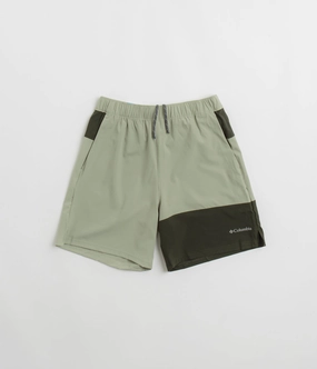 Columbia Hike Color Block Shorts - Safari / Greenscape Clean Stretch Abrasion Dispersing Weave