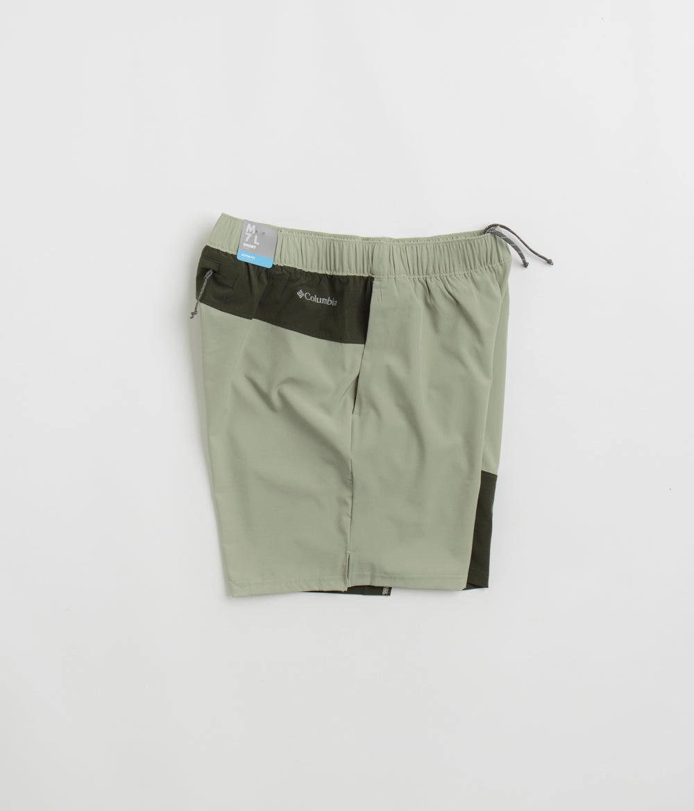 Jogging Ready Columbia Hike Color Block Shorts - Safari / Greenscape