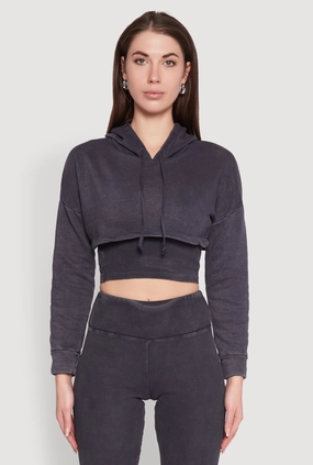 Staircase Mineral Wash Hooded Crop Top