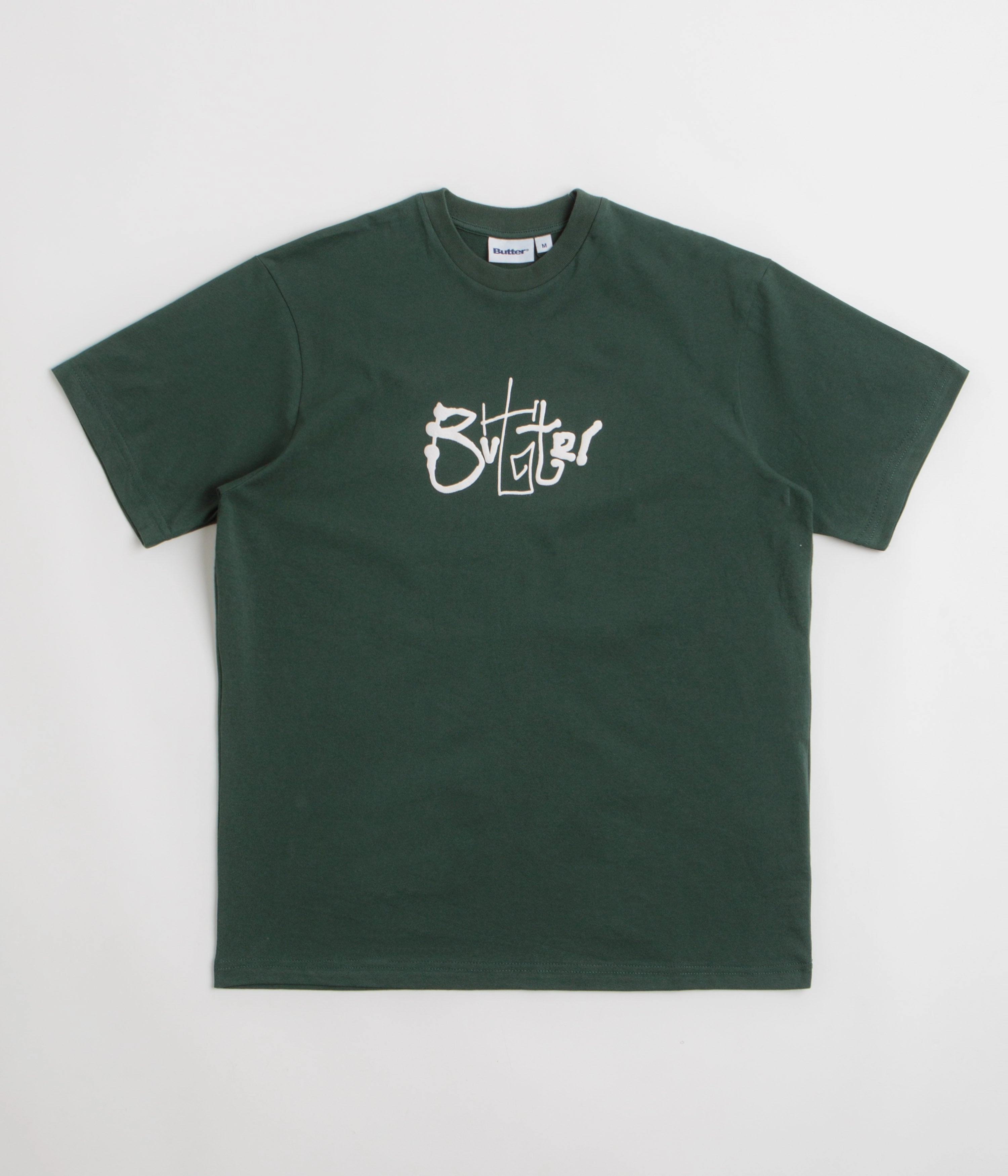 Layered Style Trendy Style Butter Goods Scribble T-Shirt - Dark Forest