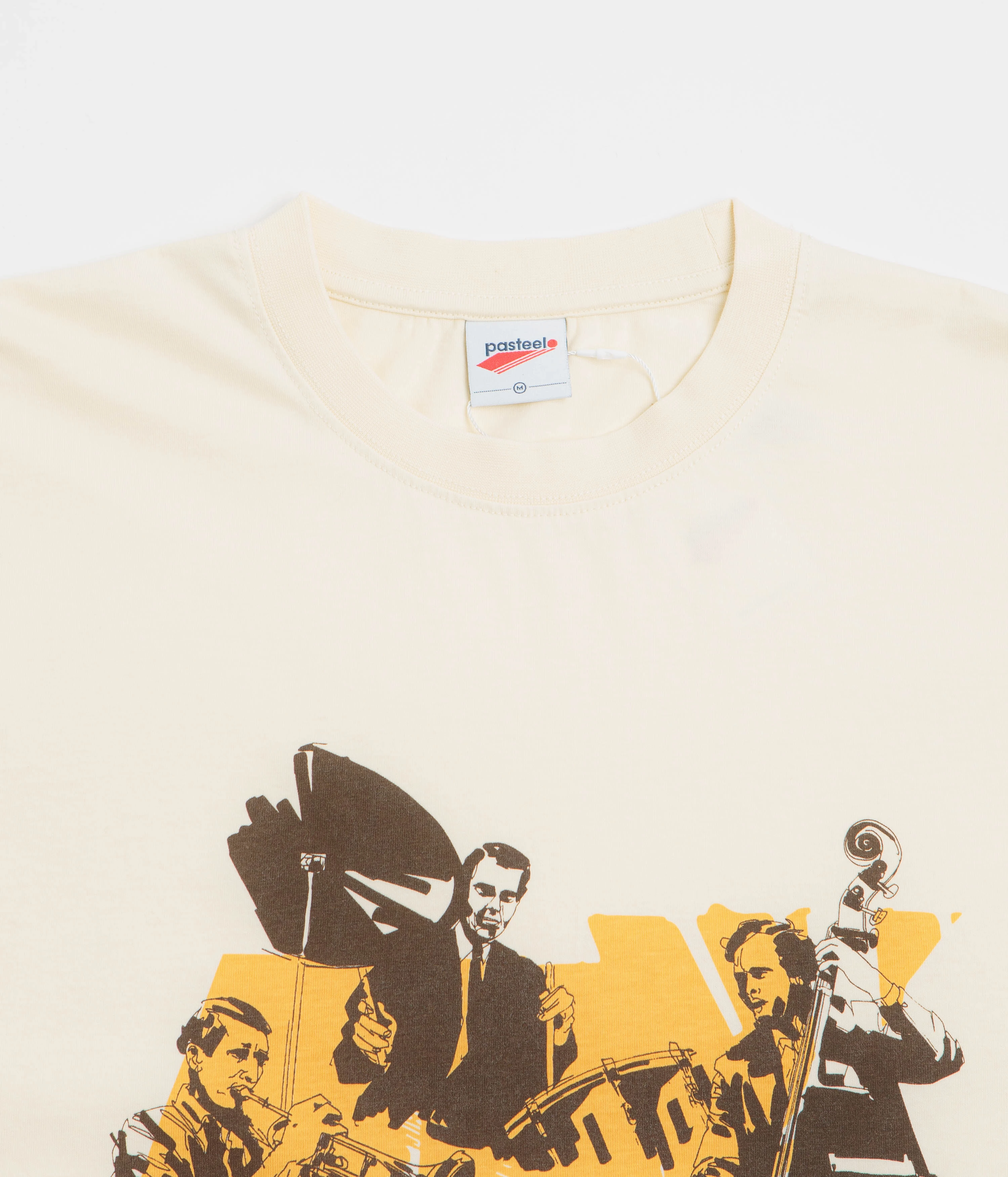 Quick-Drying Shirt Lightweight Material Pasteelo Jazz Cats T-Shirt - Cream