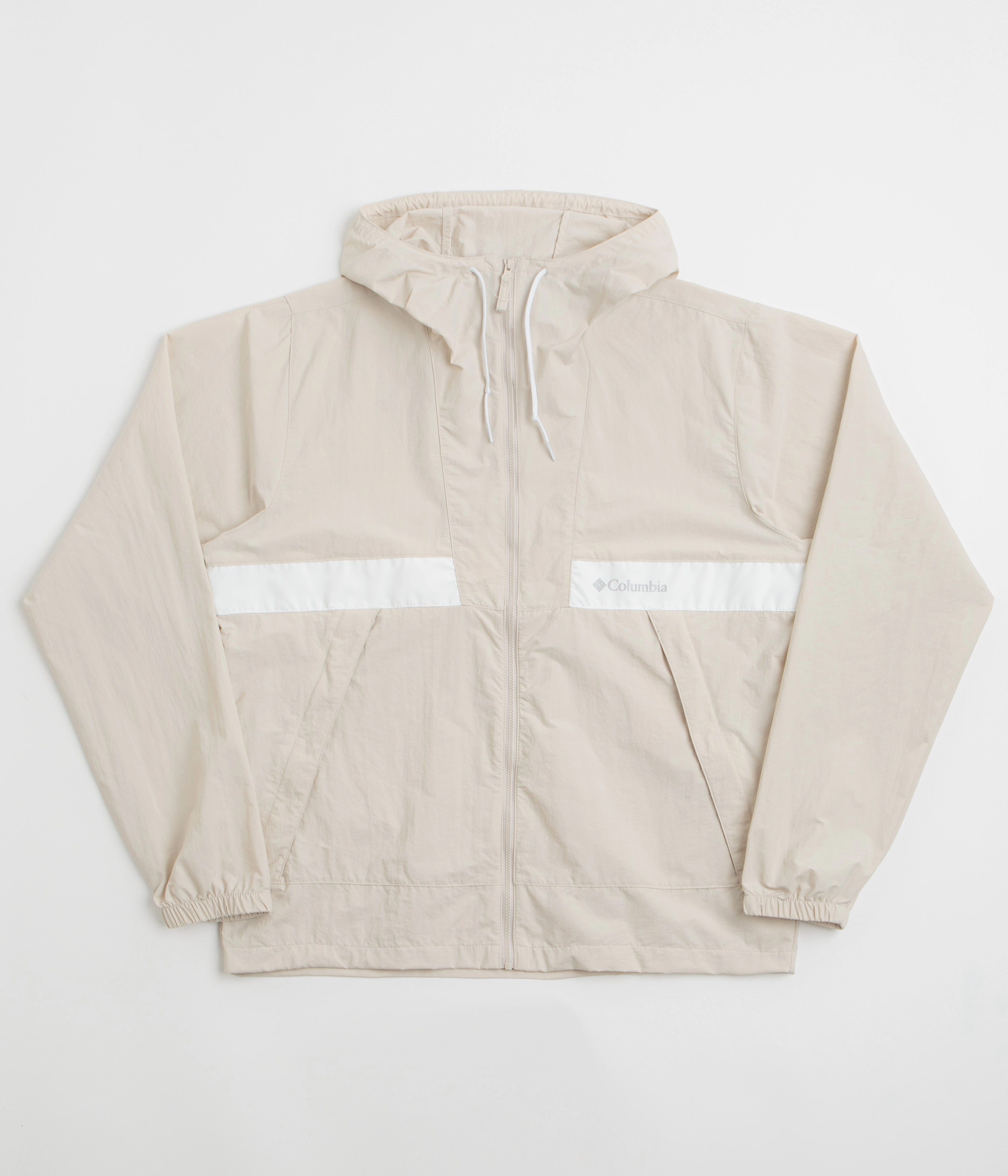 Columbia Spire Valley Hooded Windbreaker Jacket - Dark Stone / White Ventilated Back Sun Protection Fabric