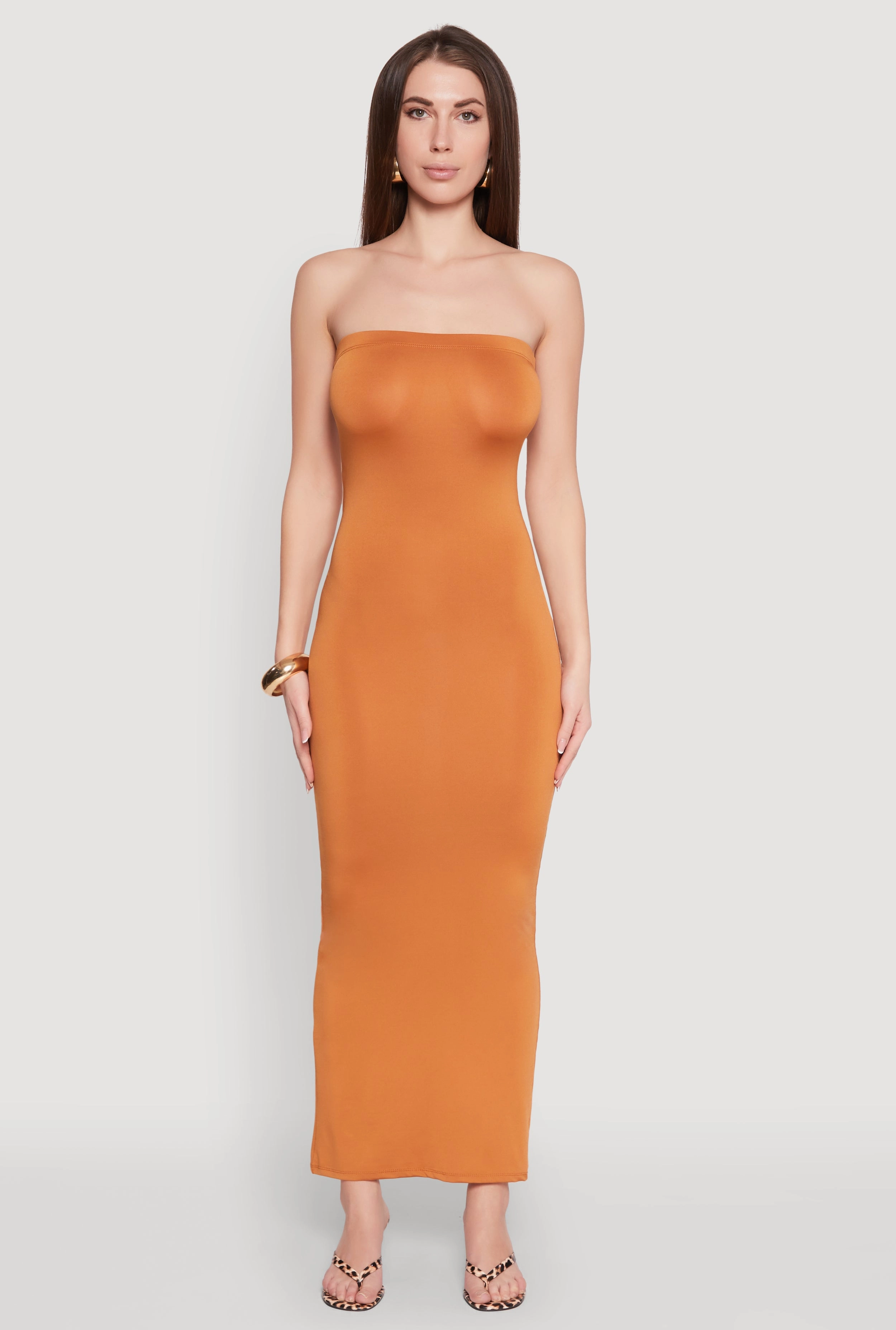 Relaxed Design Slit Back Maxi Tube Dress