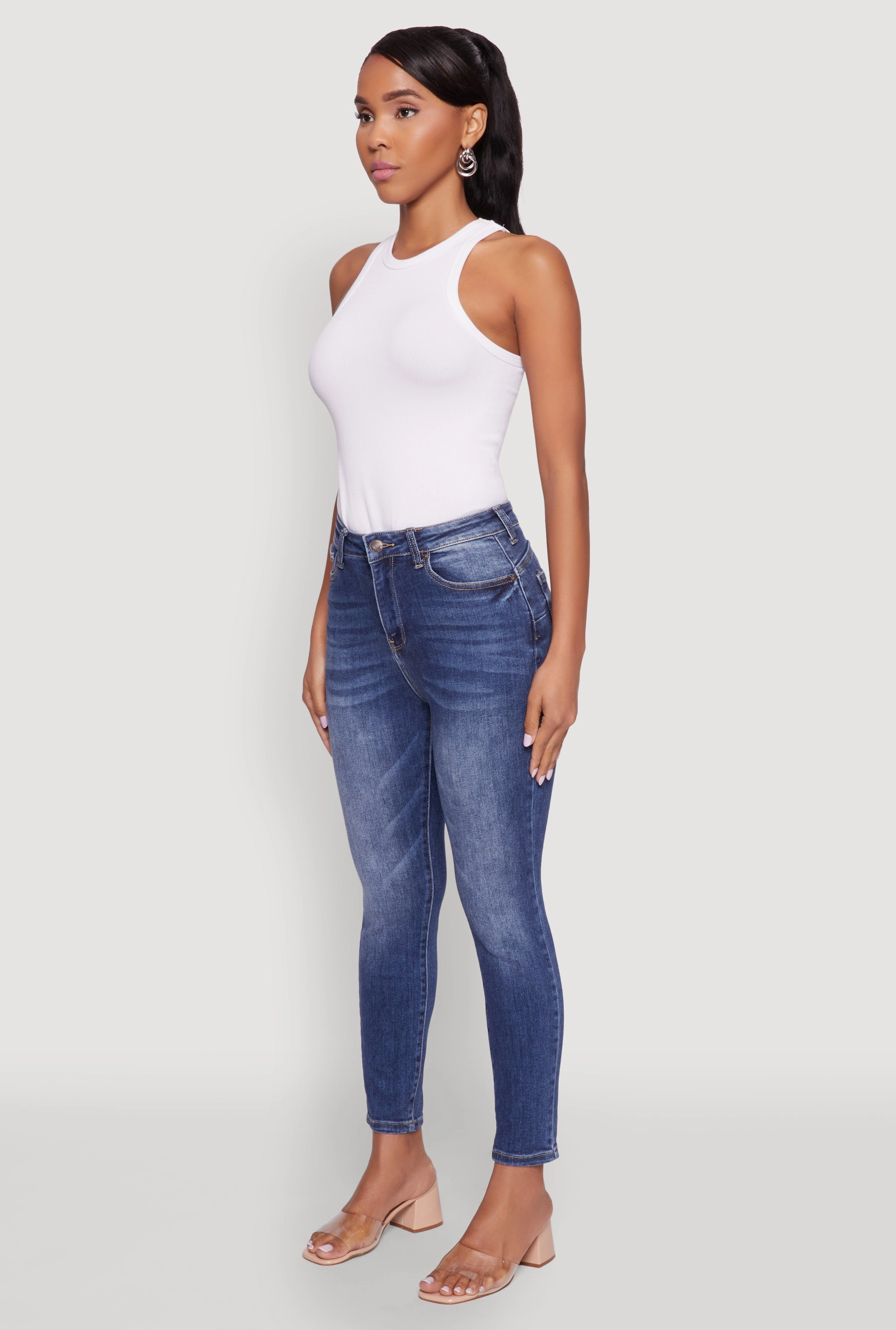 Eco Certified Textile Standards WAX Whiskered Cropped Skinny Jeans