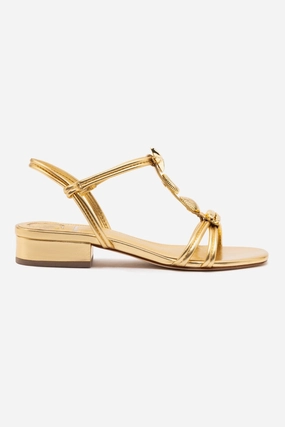 Wellness Glow Shelly Flat Sandal In Gold Metallic Leather