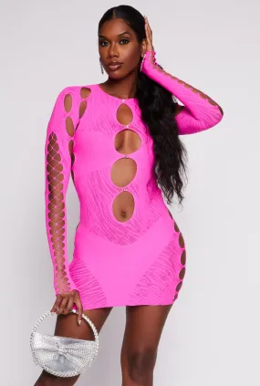 Confident Mood Seamless Rhinestone Cut Out Mini Dress