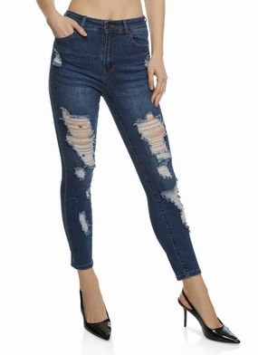 Always Fits Well Affordable Neutral Holiday Vibes WAX High Rise Distressed Skinny Jeans