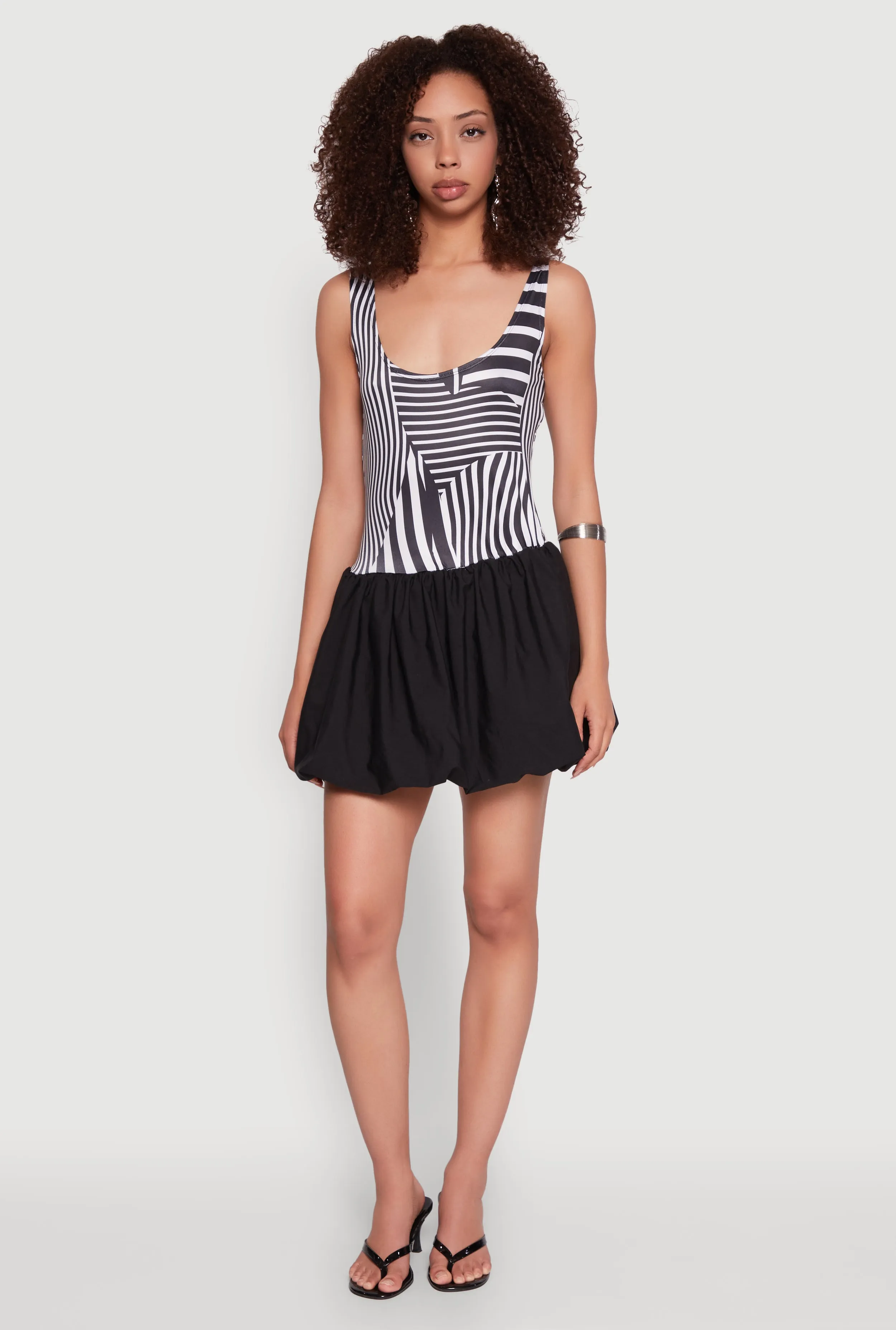 Printed Pattern Bubble Hem Dress Flexible Fit Grab Now