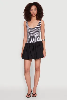 Printed Pattern Bubble Hem Dress Flexible Fit Grab Now