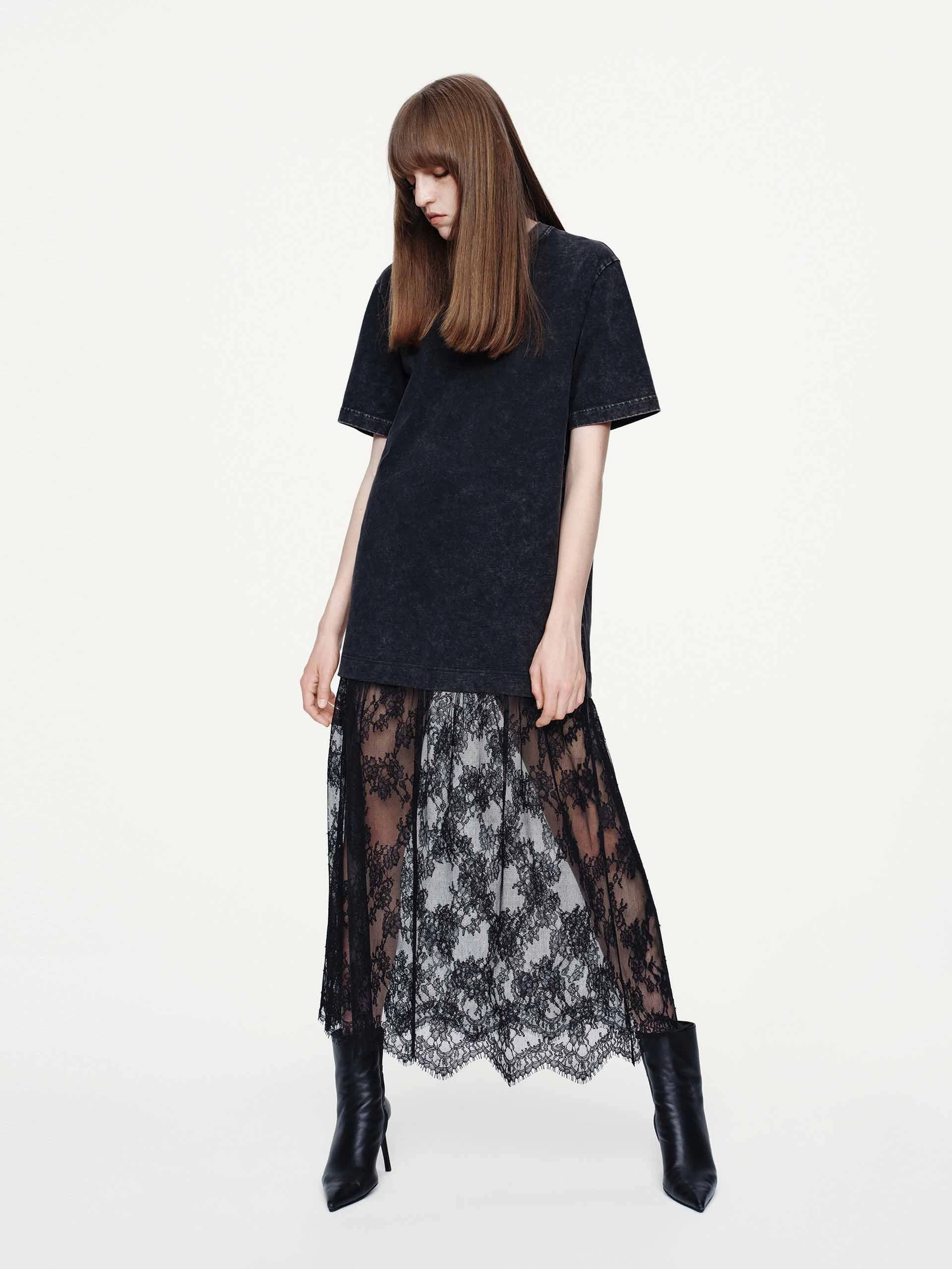 Festival Mood Invisible-Zip Tulle-paneled T-shirt Dress
